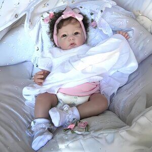 🆕20inch Soft Cloth Body Newborn Baby Poseable Limbs Lashay Doll with Clothes